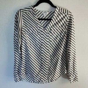 Express Women's Black and White Striped Blouse Size XS